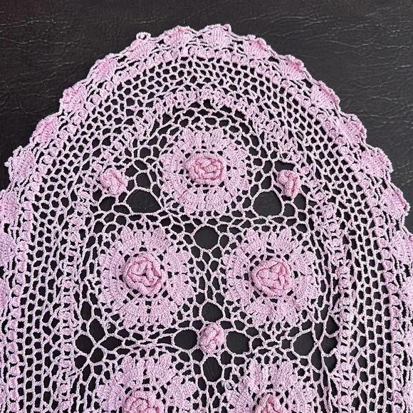 💕💕💕Beautiful pink embroidered doilies set of three Handmade - Picture 6 of 7
